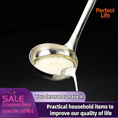 Stainless Steel Oil Skimmer Spoon – Soup Fat Separator & Colander Ladle
