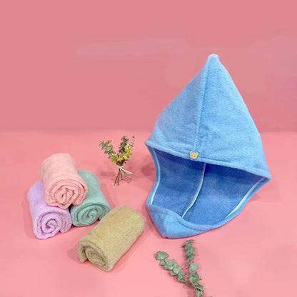 Hair Towel Wrap – Quick-Dry Coral Fleece with Button Closure