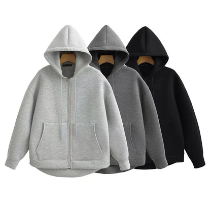Oversized Zip Up Hoodie Women's Casual Hooded Sweatshirt Jacket