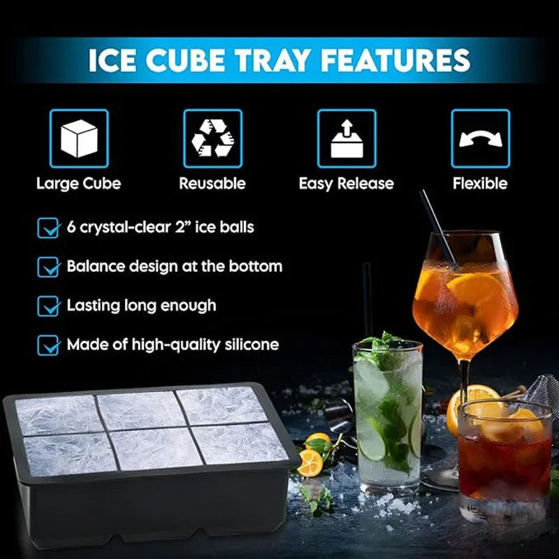 Silicone Ice Cube Tray – Flexible BPA-Free Mold, Multiple Grid Sizes