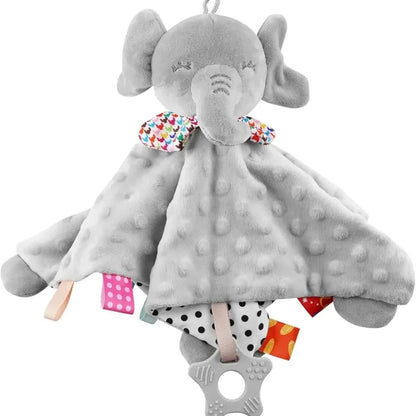 Elephant Baby Security Blanket with Teether & Sensory Tags
