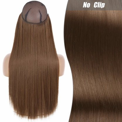 Clip-Free Straight Hair Extension Long Synthetic Hairpiece