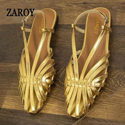 Women's Flat Sandals – Multi-Strap Cage Design Dress Shoes