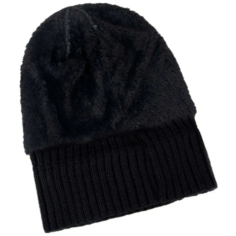Fur-Lined Knit Beanie Hat – Unisex Winter Warm Cap