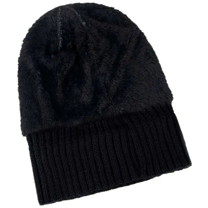 Fur-Lined Knit Beanie Hat – Unisex Winter Warm Cap