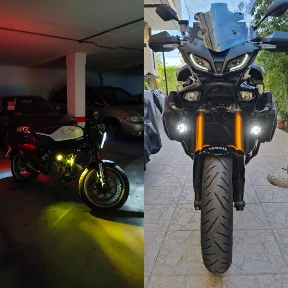 Motorcycle LED Fog Lights 100W Dual Spotlights with Wired Switch