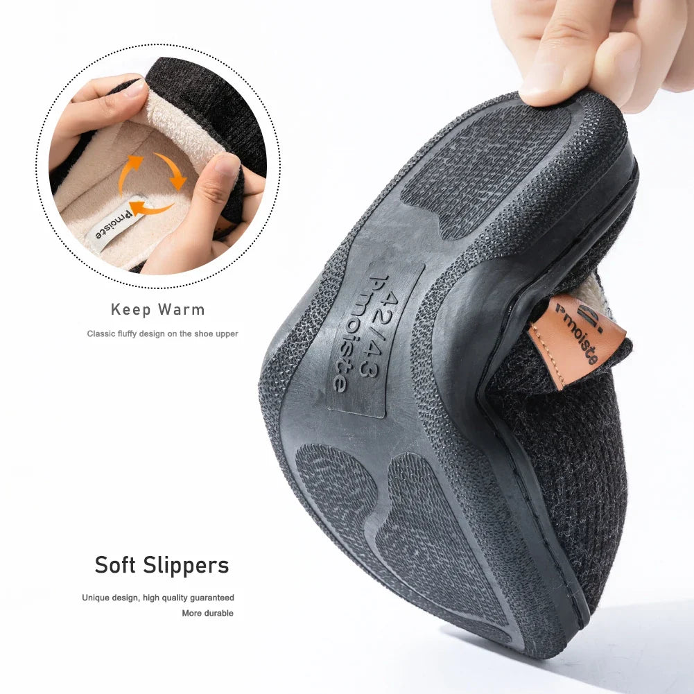 Men's Winter Memory Foam Slippers – Anti-Slip Warm House Shoes
