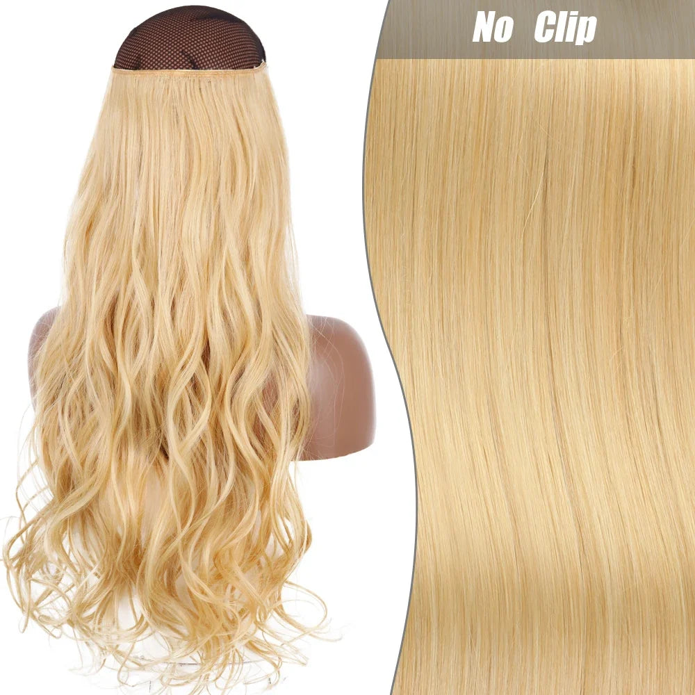Clip-Free Straight Hair Extension Long Synthetic Hairpiece