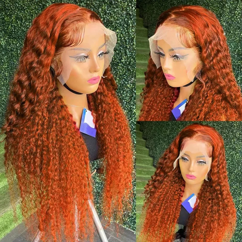 Ginger Orange Curly Lace Front Wig | 13x4 13x6 HD Lace | Human Hair