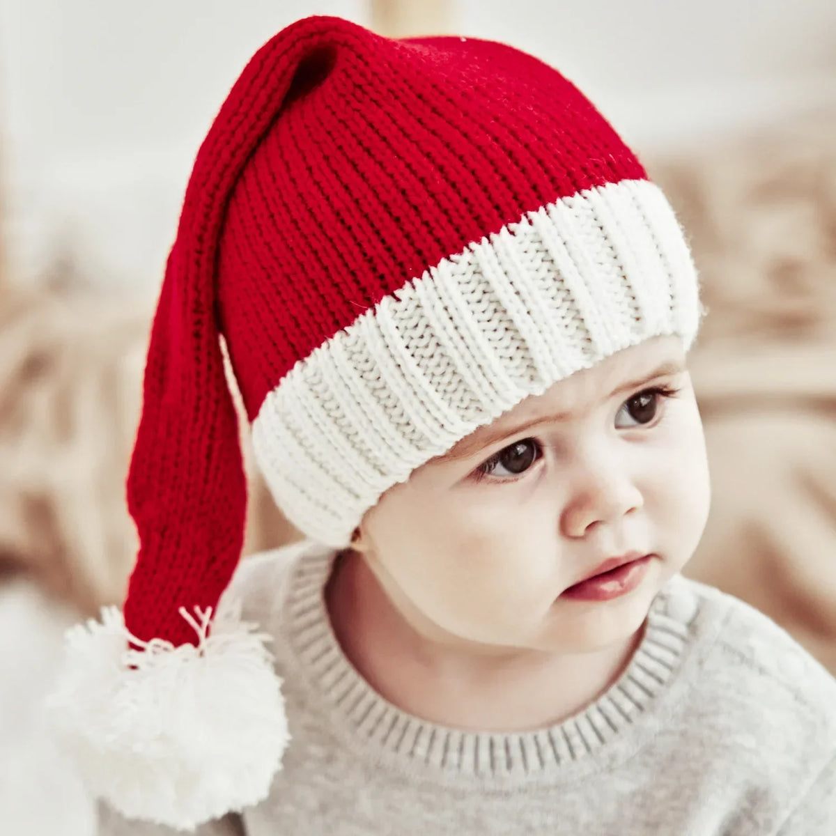 Christmas Knitted Santa Hat with Pom Pom – Adults & Kids