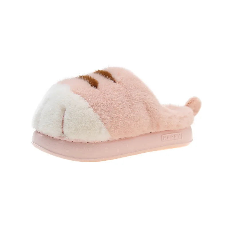Cat Paw Fuzzy Slippers for Women – Cute Plush Non-Slip House Shoes