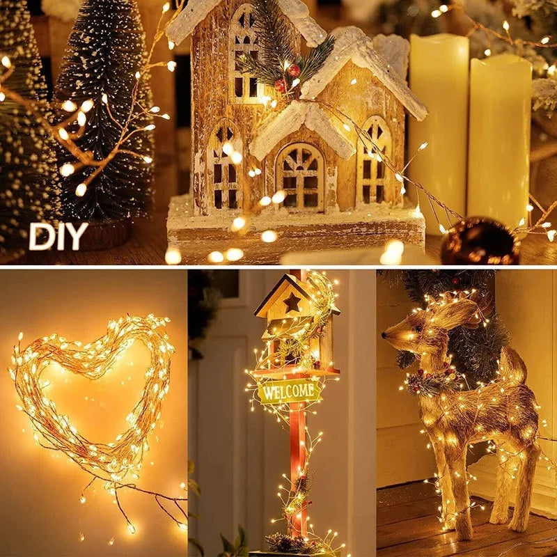 USB Firecracker Fairy String Lights with Remote Control for Wedding Party Garden