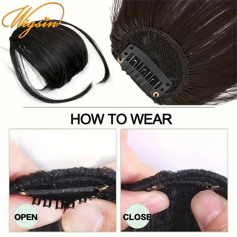 Clip-In Air Bangs Hair Extension – Wispy Synthetic Fringe for Women