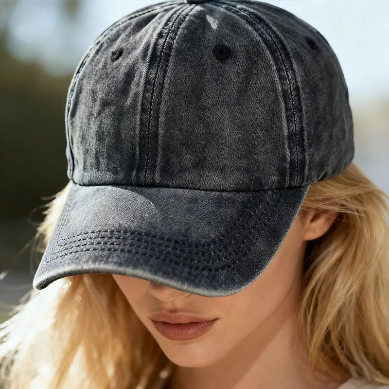 Retro Washed Denim Baseball Cap – Adjustable Unisex Sun Hat