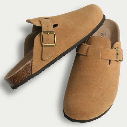 Suede Mule Clogs – Women's Cork Arch Support Outdoor Slippers