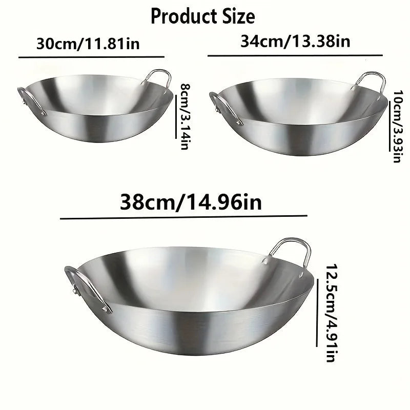 Large Stainless Steel Wok with Dual Handles – Uncoated