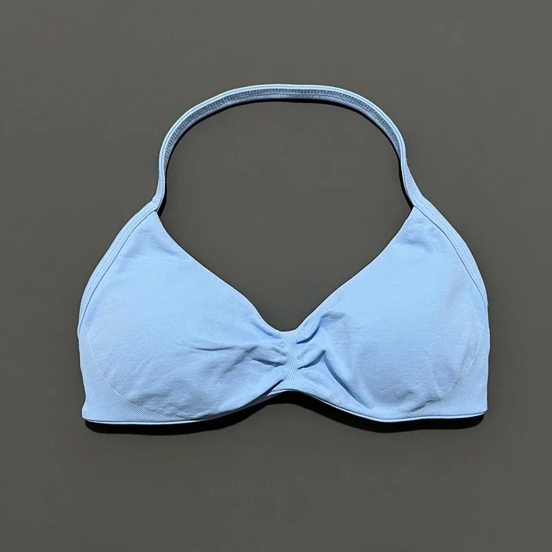 Seamless Halter Sports Bra – Women's Push-Up Gym Bra