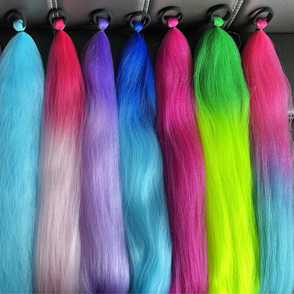 Long Straight Ponytail Extension 2pcs – Synthetic Hair with Rubber Band
