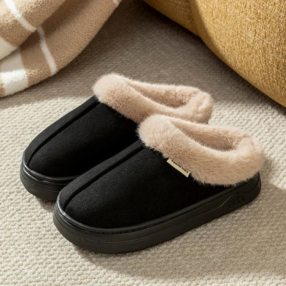 Fuzzy Winter Slippers – Plush Faux-Fur Thick-Sole Anti-Slip Home Shoes