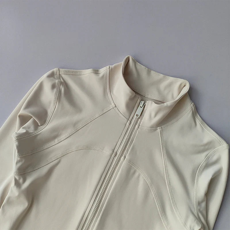 Full-Zip Athletic Jacket – Women's Slim Fit Stand Collar Sports Top