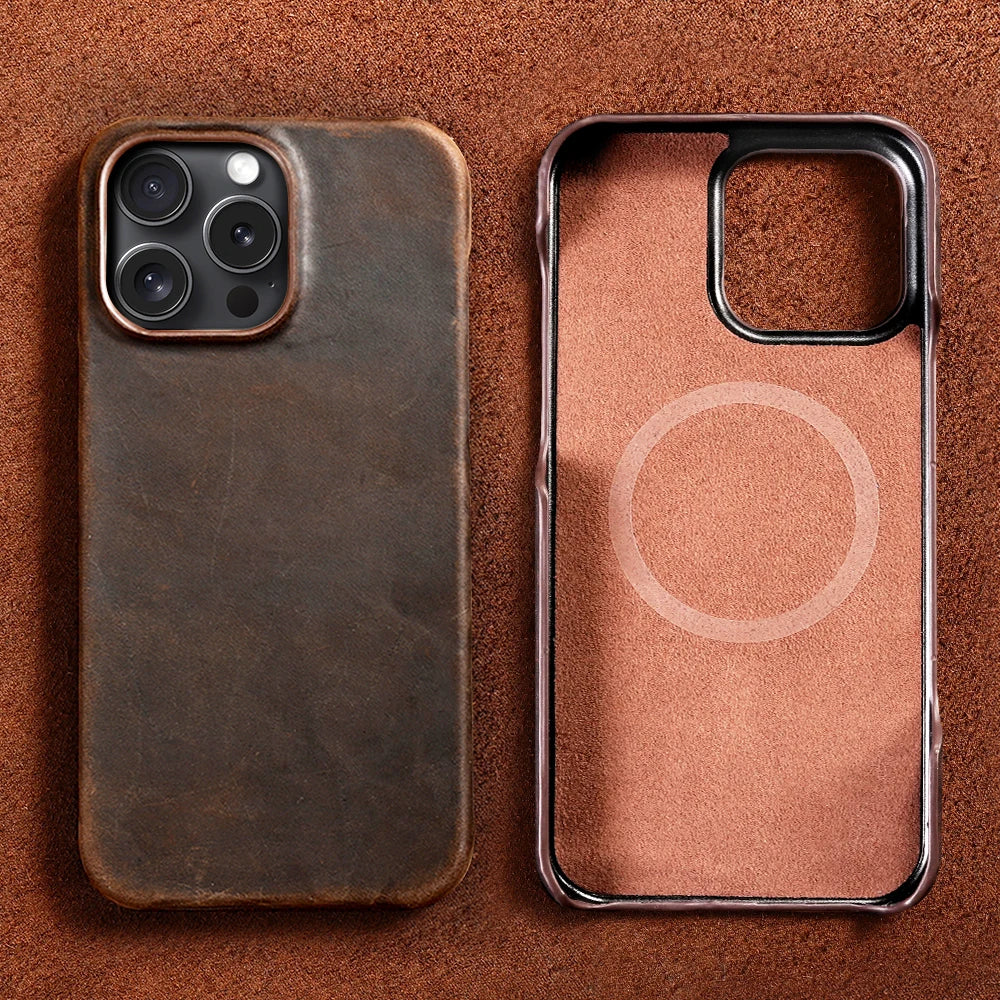 Genuine Leather MagSafe iPhone Case - Full Grain Cowhide, iPhone 15-16 Series