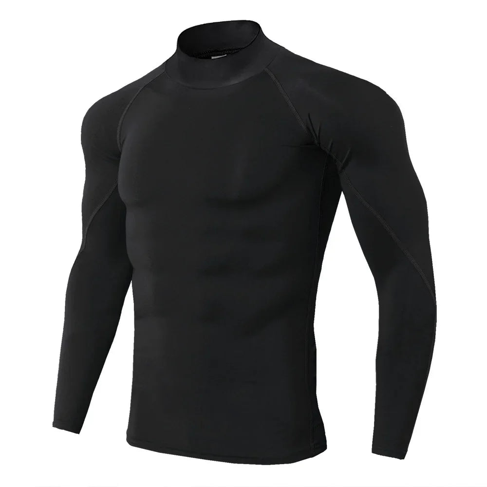 Men's Compression Shirt Long Sleeve Quick-Dry Gym Running Workout Top