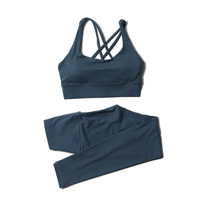 Women's Nylon Yoga Set – Sports Bra & Leggings 2-Piece