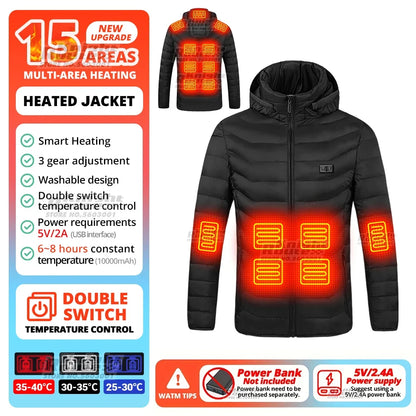 USB Electric Heated Jacket – 21 Heating Zones, 3-Gear Temperature Control