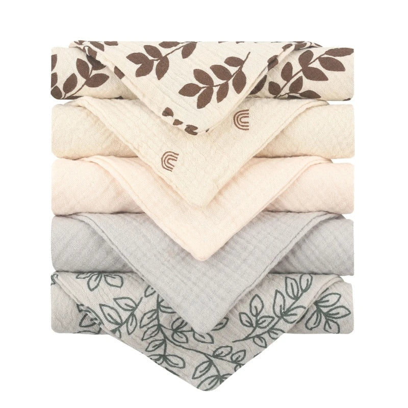 Baby Muslin Washcloths 5-Pack – Soft Gauze Cotton Face Towels