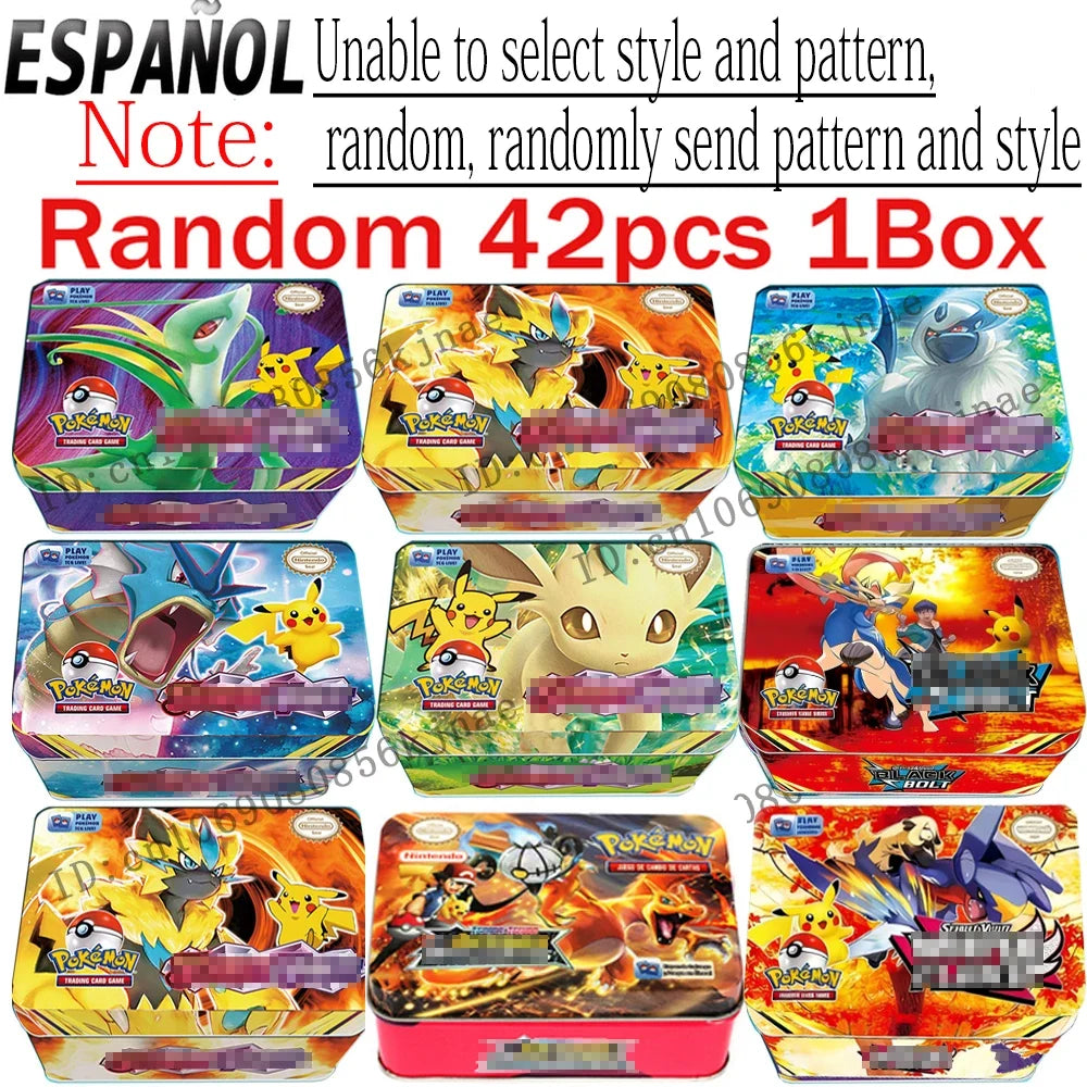 Pokemon TCG Metal Tin Box with 42 Cards – Random Style