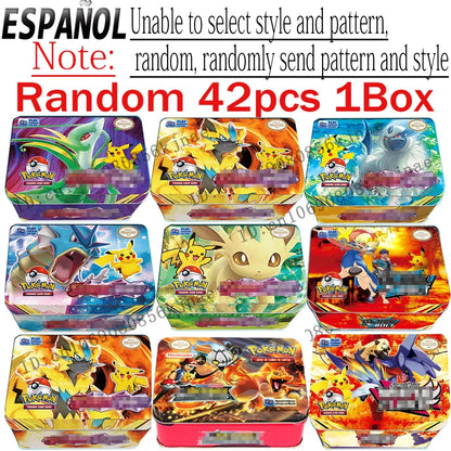 Pokemon TCG Metal Tin Box with 42 Cards – Random Style