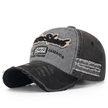 Vintage Washed Baseball Cap – Embroidered Letter Distressed Hat