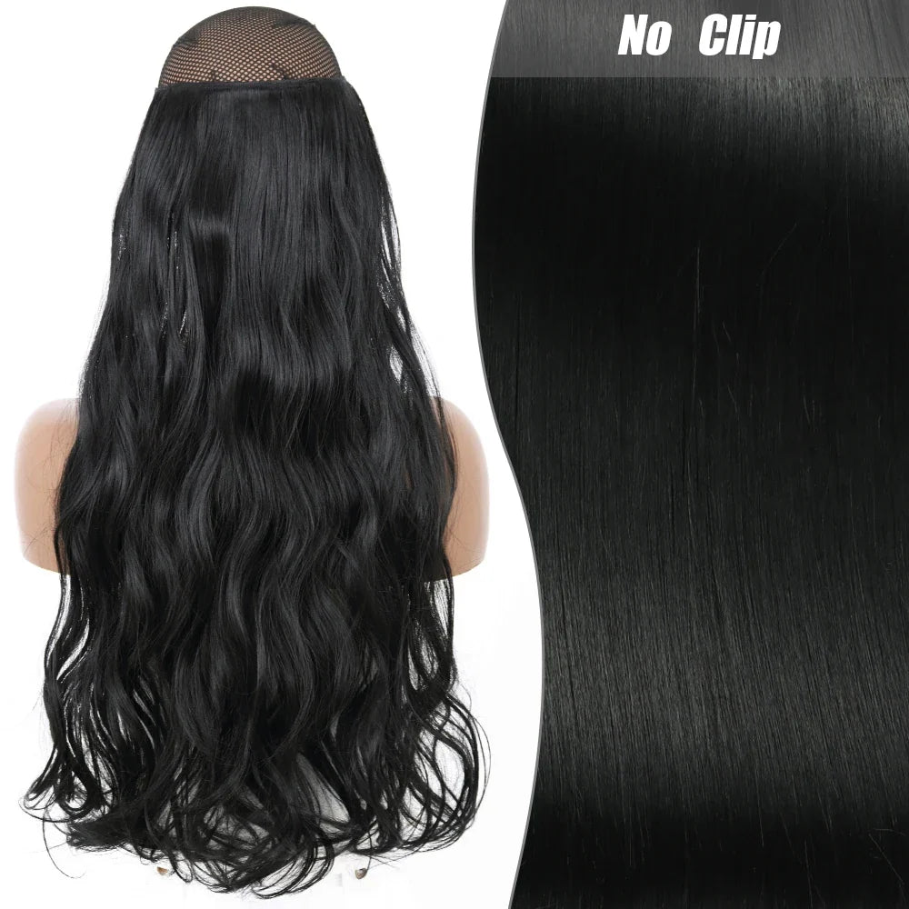Clip-Free Straight Hair Extension Long Synthetic Hairpiece