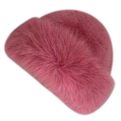Fluffy Faux Fur Beret – Women's Winter Plush Bucket Hat