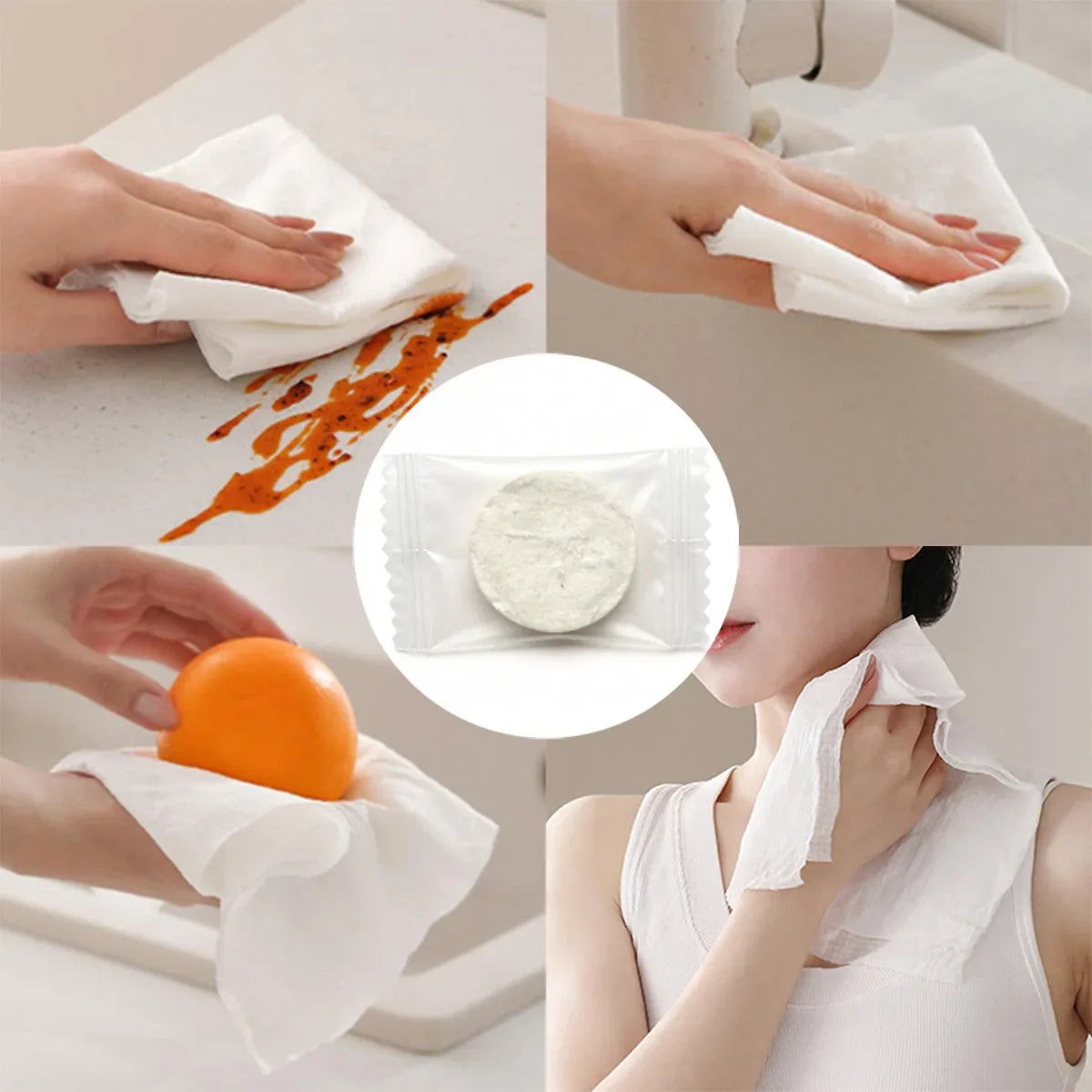 Compressed Disposable Towels 150pcs – Portable Face & Hand Wipes