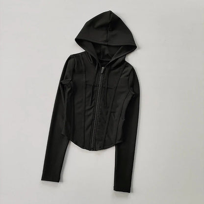 Women's Zip-Up Hoodie Jacket – Slim Fit Quick-Dry Sports Running Top