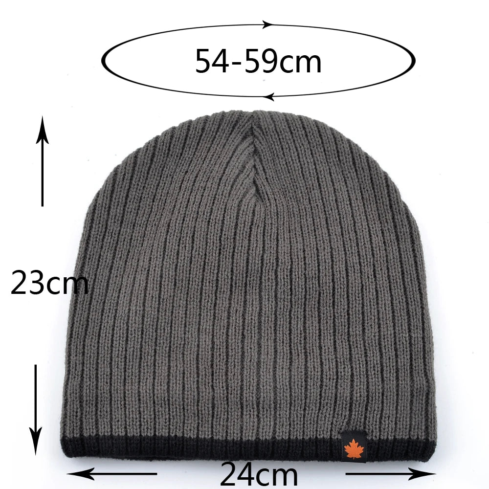 Men’s Fleece Lined Knitted Beanie Hat Warm Winter Cap