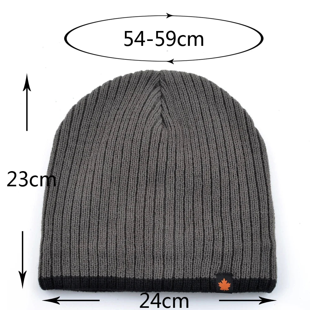 Double Layer Knit Beanie Hat – Thick Winter Skull Cap for Men