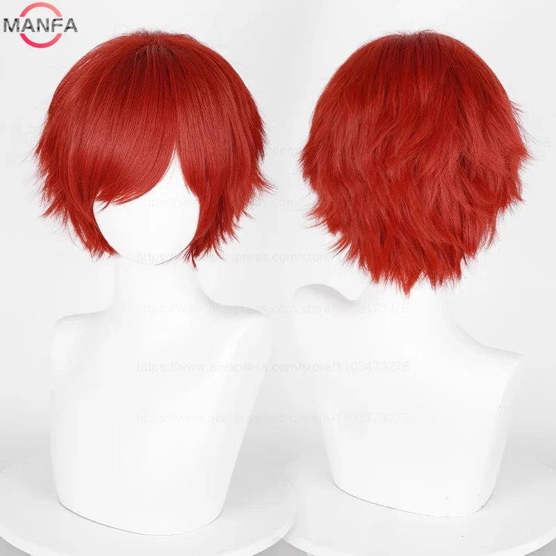 Short Straight Anime Cosplay Wig – 30cm, Multiple Colors for Men & Women