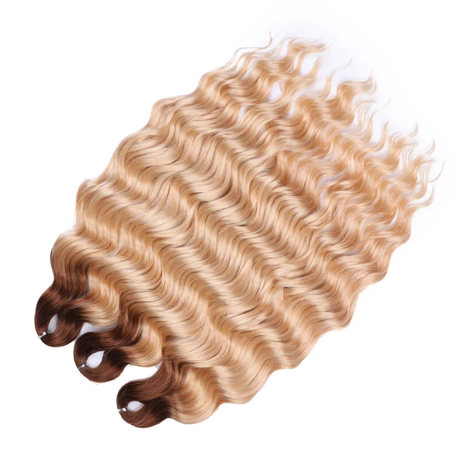 24 Inch Water Wave Crochet Braiding Hair Extensions – Synthetic Ombre