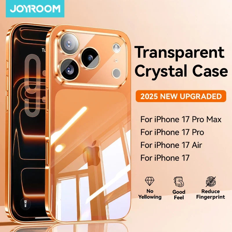 Joyroom Crystal Clear Case for iPhone 17 16 15 13 14 Series – Anti-Yellow Lens Protection