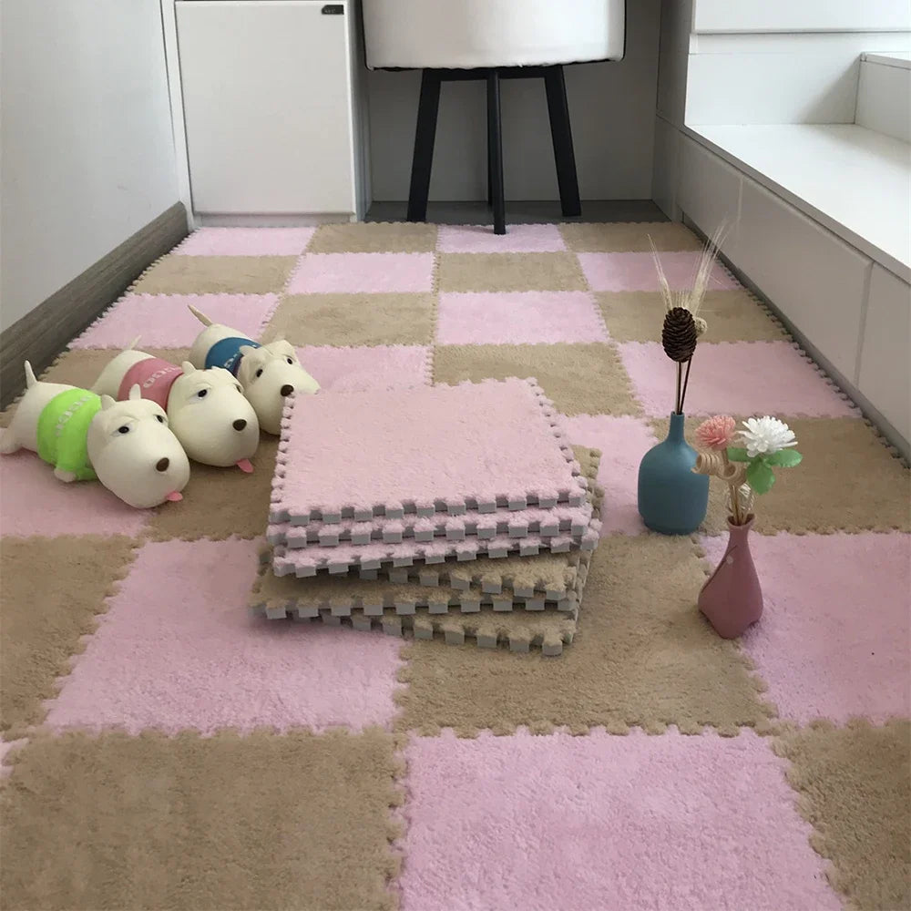 Soft Plush Interlocking Foam Puzzle Mat Tiles for Kids & Home