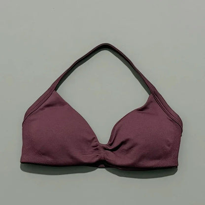Seamless Halter Sports Bra – Women's Push-Up Gym Bra