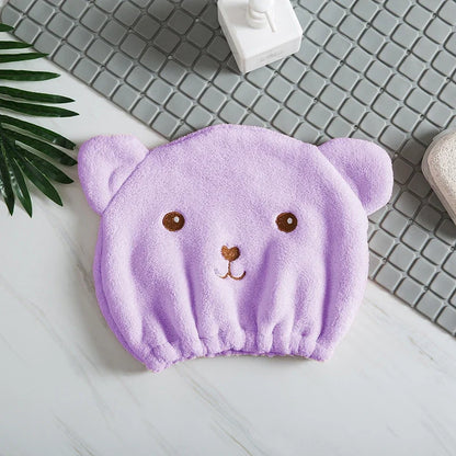 Microfiber Hair Drying Cap – Cute Bear Quick-Dry Towel Hat