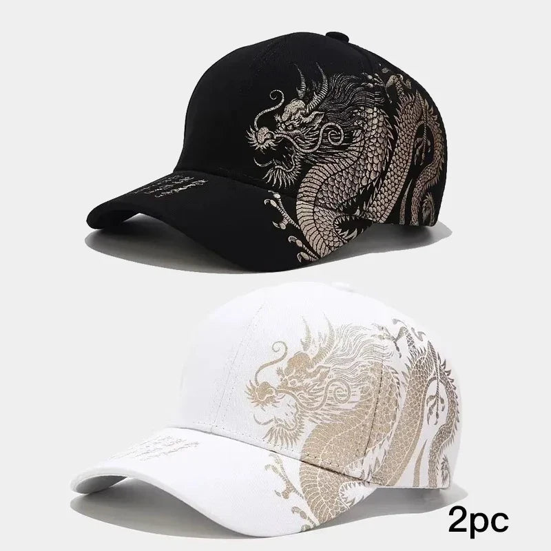 Dragon Pattern Baseball Hat – Chinese Style Cap for Men & Women