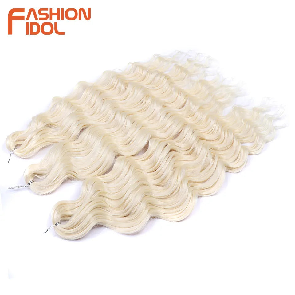 24 Inch Water Wave Crochet Braiding Hair Extensions – Synthetic Ombre