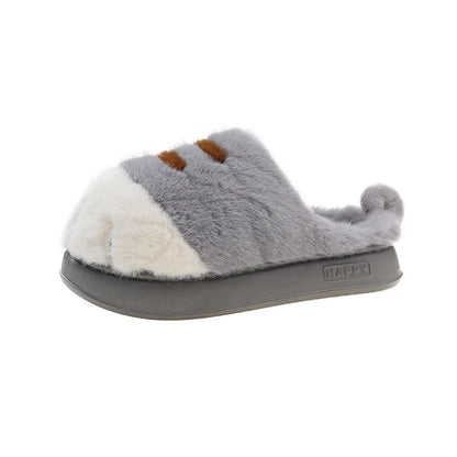 Cat Paw Fuzzy Slippers for Women – Cute Plush Non-Slip House Shoes