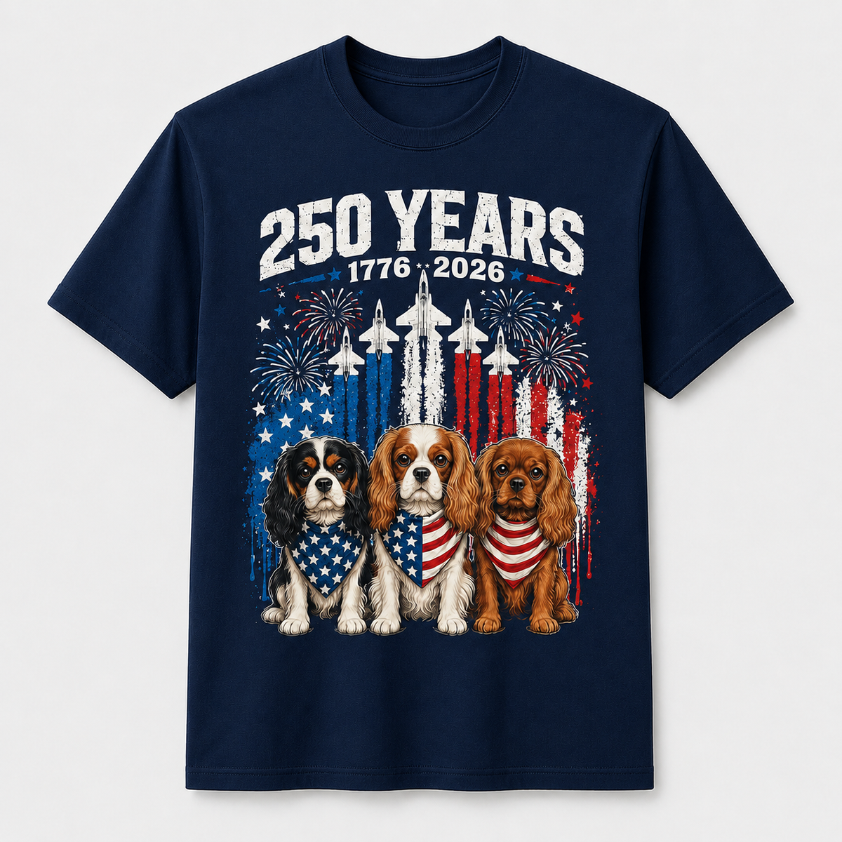 Cavalier King Charles Spaniel 250 Years America 4th of July T-Shirt