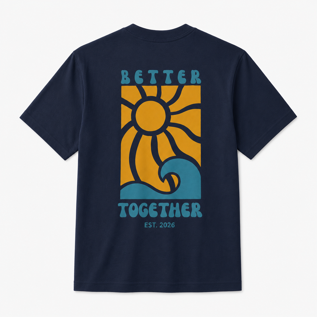 Better Together Graphic T-Shirt – Retro Sun & Wave Design