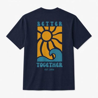 Better Together Graphic T-Shirt – Retro Sun & Wave Design